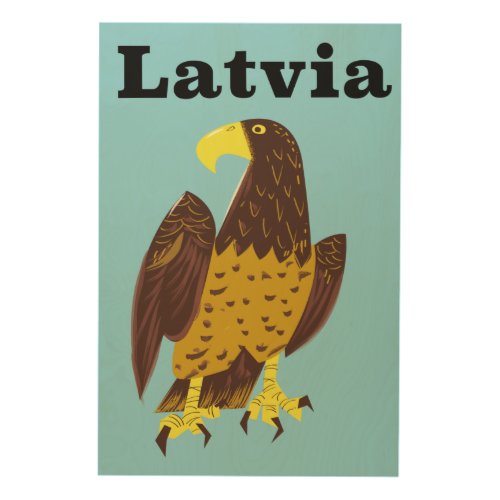 Latvian travel poster wood wall art