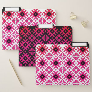 Latvian vintage purple and black folk art pattern file folder