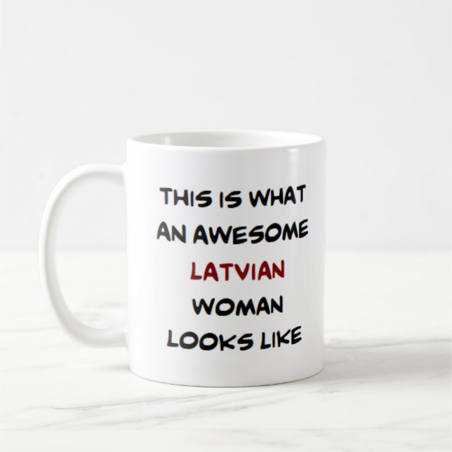 latvian woman, awesome coffee mug (Left)