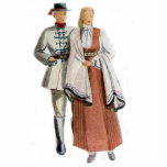 latviesu paritis tautas terpos statuette<br><div class="desc">Latviesu tautu meita un tautu dels,  Latvian traditonal regional costumes on male and femaie figures</div>