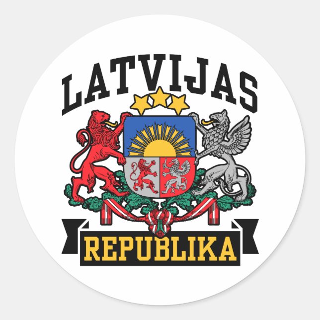 Latvijas Republika Classic Round Sticker (Front)