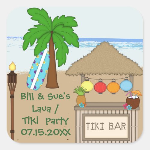 Laua  Tiki  party  Favor stickers