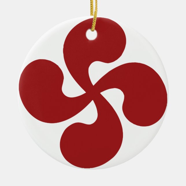 Lauburu Red Basque Cross Ceramic Ornament (Front)