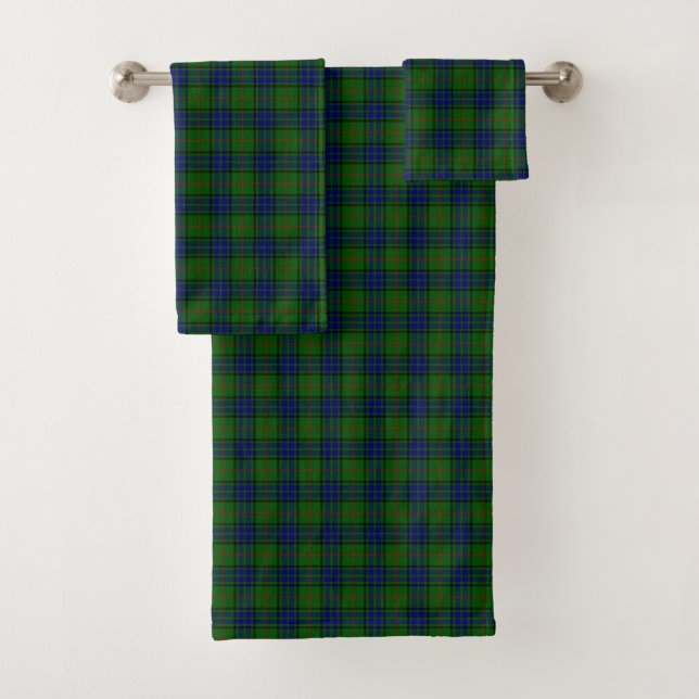 Lauder tartan blue green plaid bath towel set (Insitu)