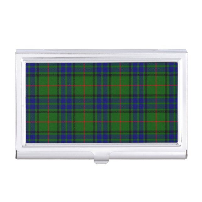 Lauder tartan blue green plaid business card holder (Front)