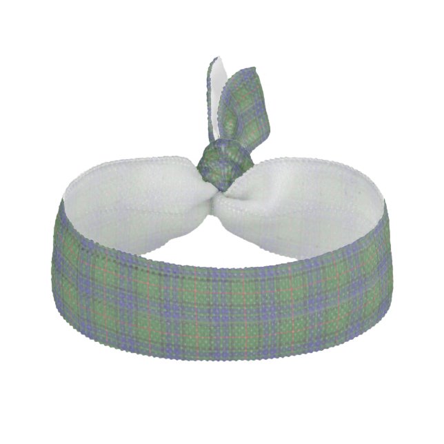 Lauder tartan blue green plaid elastic hair tie (Front)