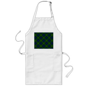 Lauder tartan blue green plaid long apron