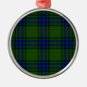 Lauder tartan blue green plaid metal ornament