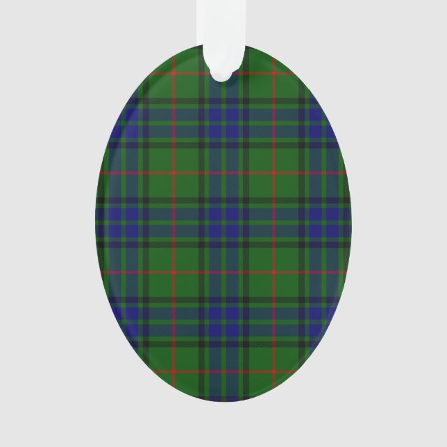 Lauder tartan blue green plaid ornament (Front)