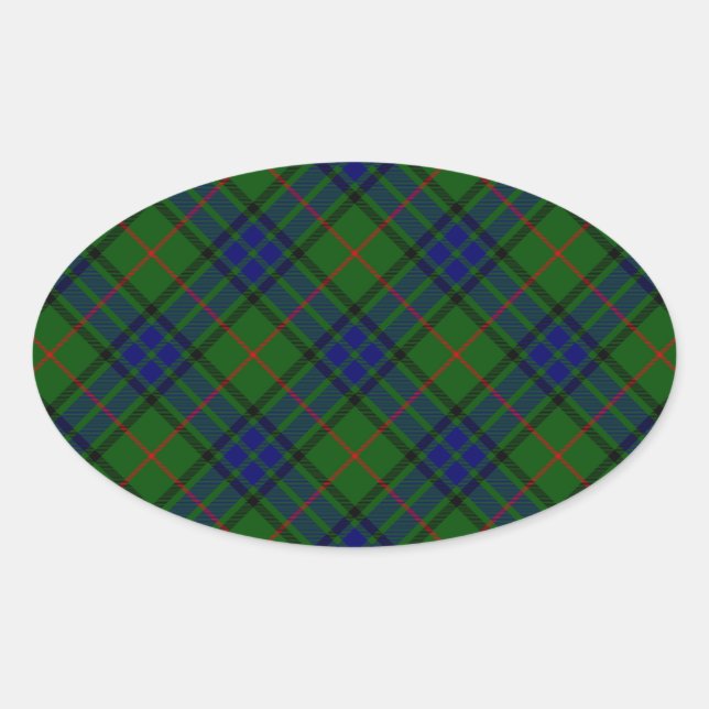 Lauder tartan blue green plaid oval sticker (Front)