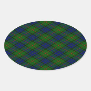 Lauder tartan blue green plaid oval sticker