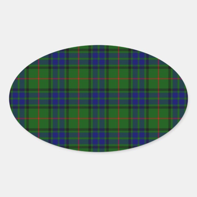Lauder tartan blue green plaid oval sticker (Front)