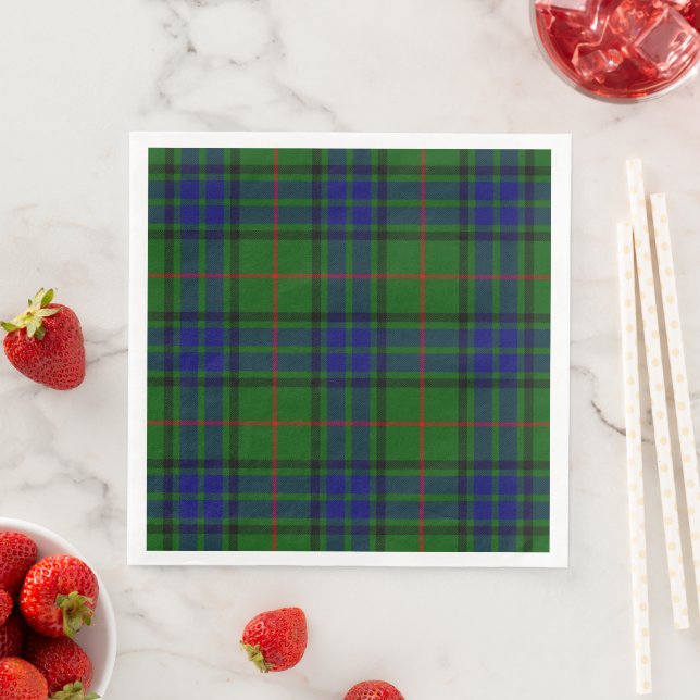 Lauder tartan blue green plaid paper dinner napkins (Insitu)