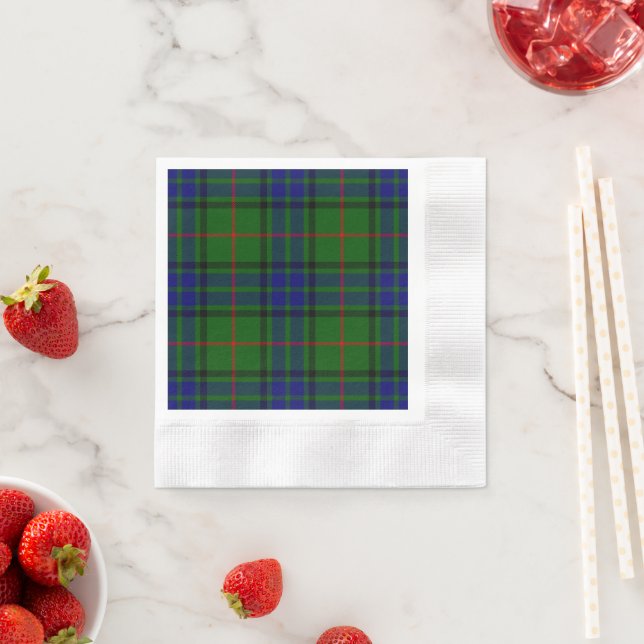 Lauder tartan blue green plaid paper napkins (Insitu)