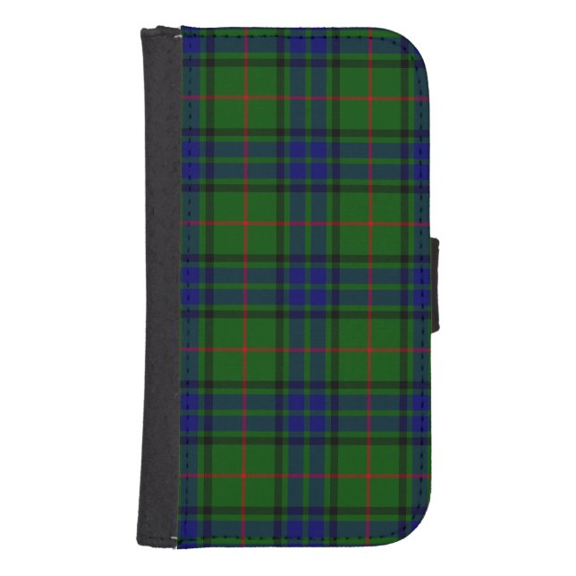 Lauder tartan blue green plaid samsung galaxy wallet case (Front)