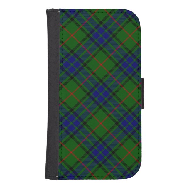 Lauder tartan blue green plaid samsung galaxy wallet case (Front)