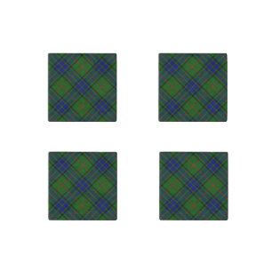 Lauder tartan blue green plaid stone magnet