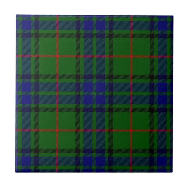 Lauder tartan blue green plaid tile (Front)