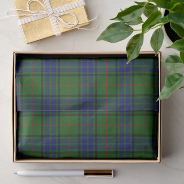 Lauder tartan blue green plaid tissue paper (Gift)