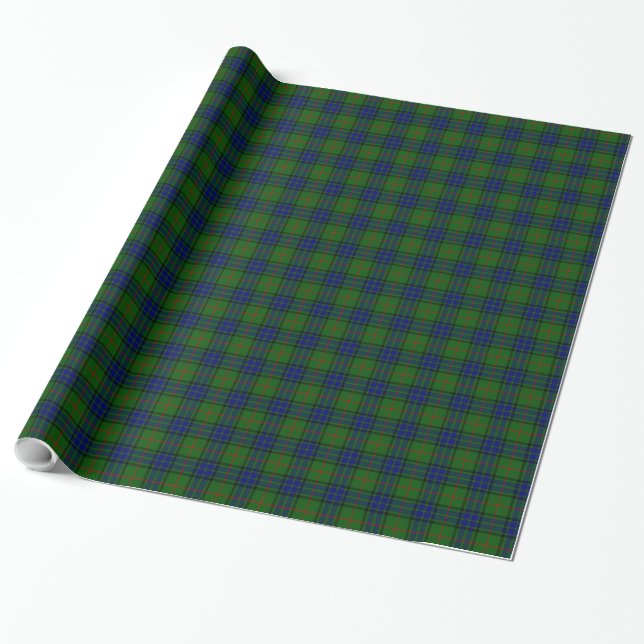 Lauder tartan blue green plaid wrapping paper (Unrolled)