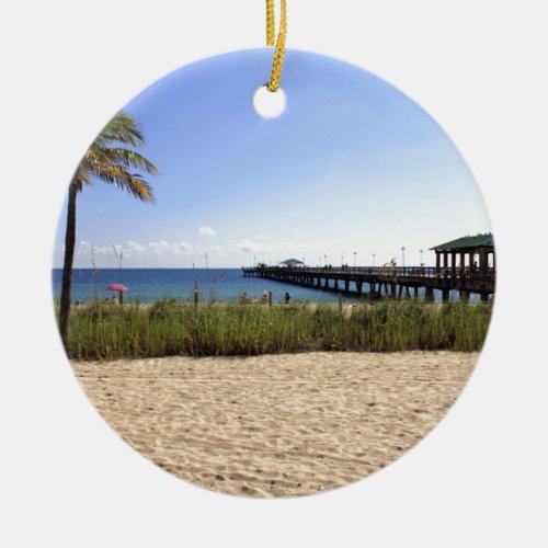 Lauderdale_by_the_Sea Florida Beach and Pier Ceramic Ornament