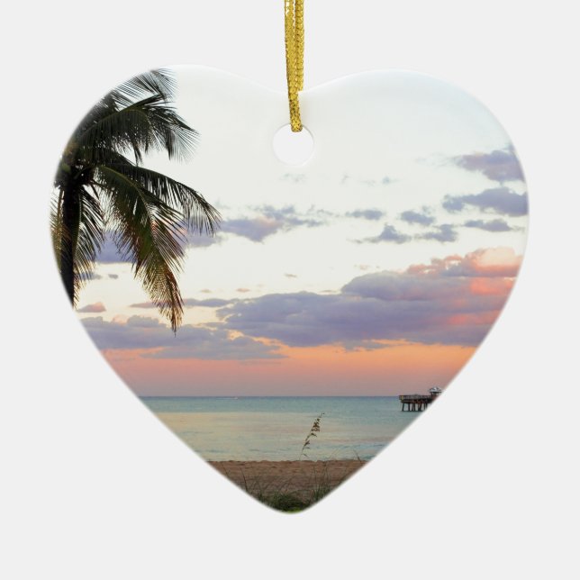 Lauderdale-by-the-Sea, Florida Sunset Ceramic Ornament (Front)