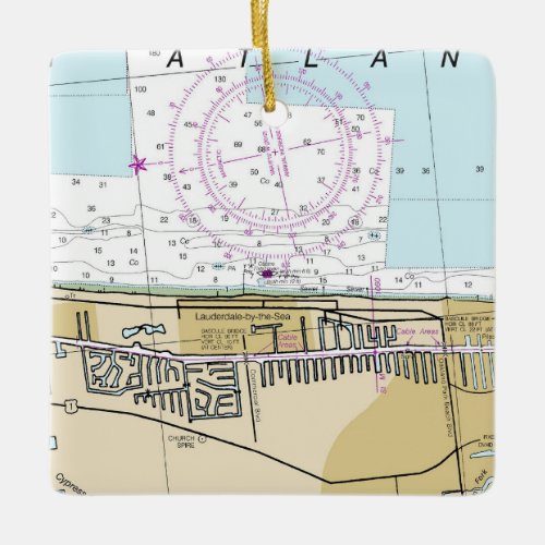 Lauderdale By The Sea Nautical Chart Ceramic Ornament
