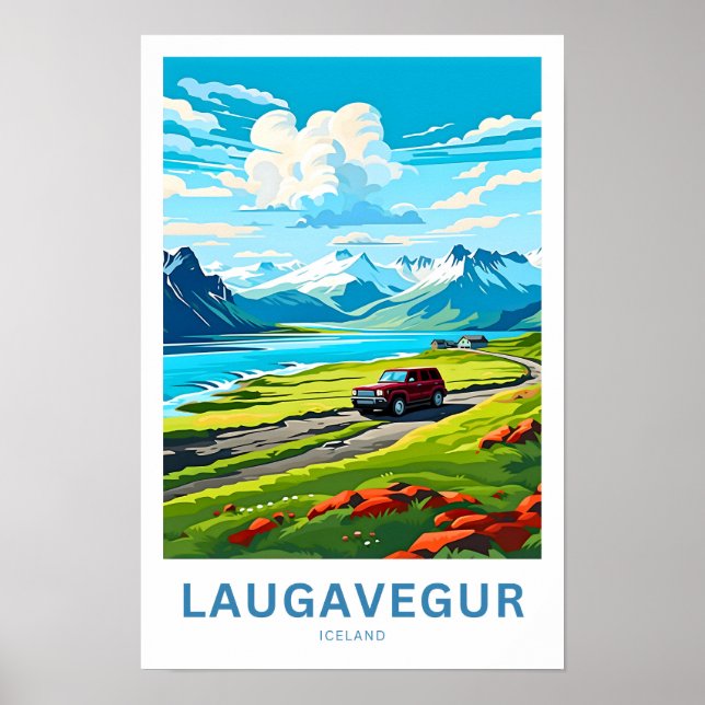 Laugavegur Iceland Travel Print (Front)
