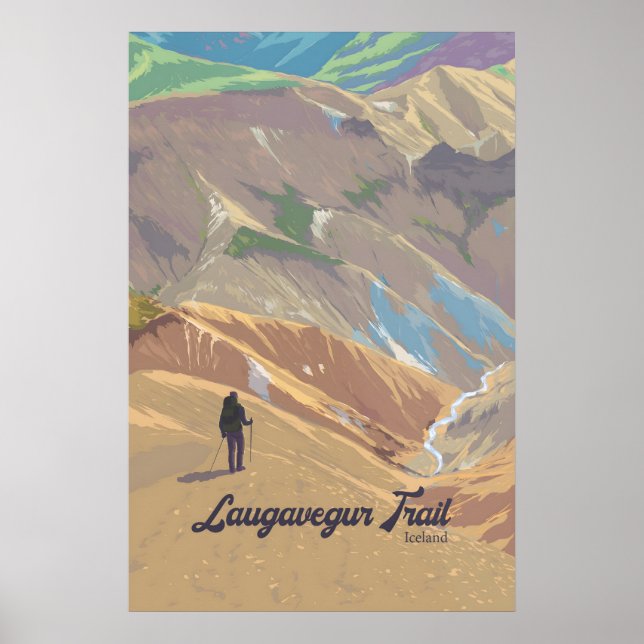 Laugavegur Trail Iceland Travel Poster (Front)