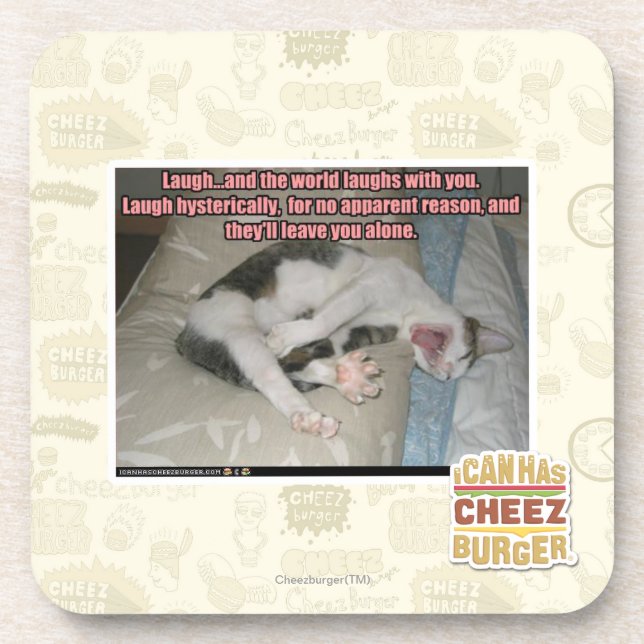 Laugh and the world laughs with you drink coaster (Front)