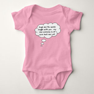 Laugh And The World Laughs With You Funny Baby Bodysuit