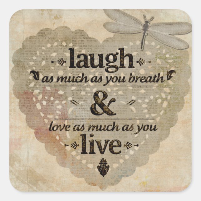 Laugh As Much AsYou Breathe Mindfulness Quote Gift Square Sticker (Front)