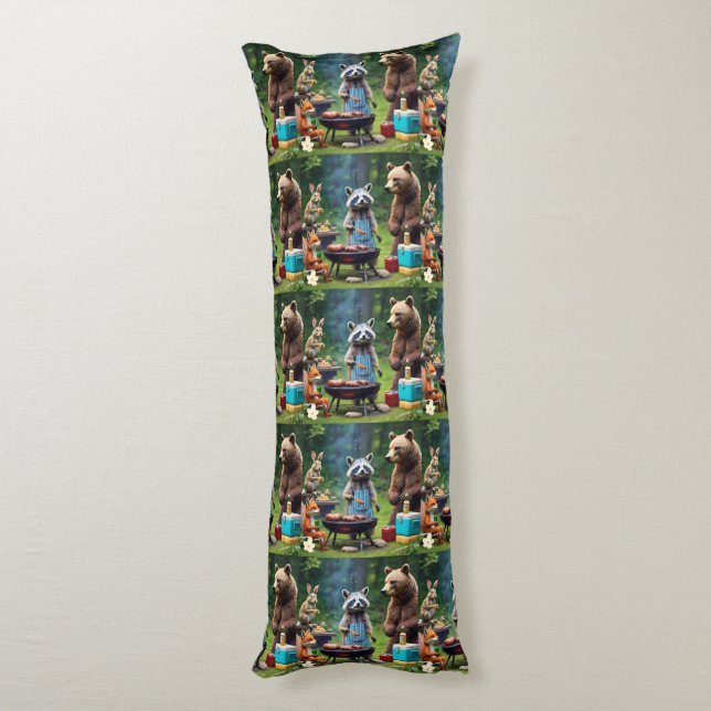 "Laugh, Eat, Roar" Body Pillow (Back (Vertical))