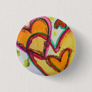 Laugh Hearts Connect Art Buttons or Lapel Pins