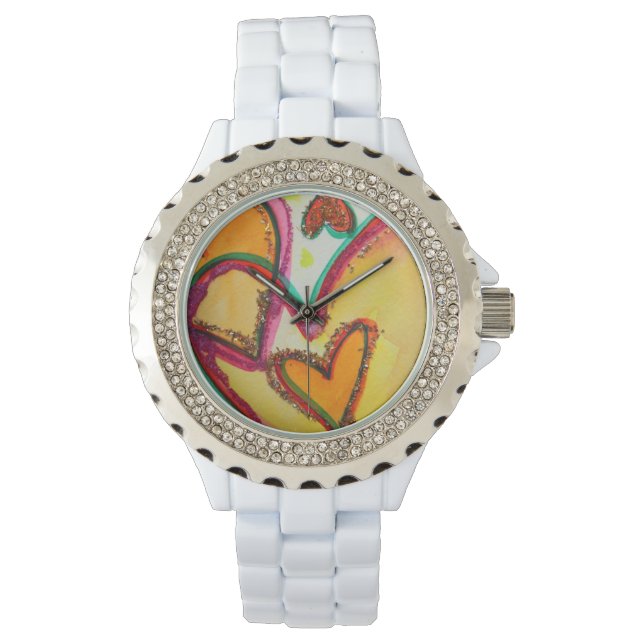 Laugh Hearts Connect Colorful Art Custom Watch (Front)