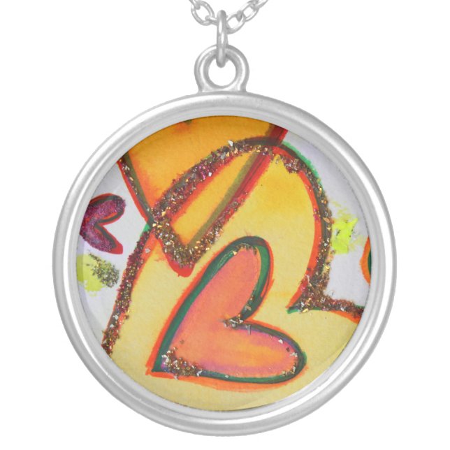 Laugh Hearts Crossing Necklace Jewelry Pendant (Front)