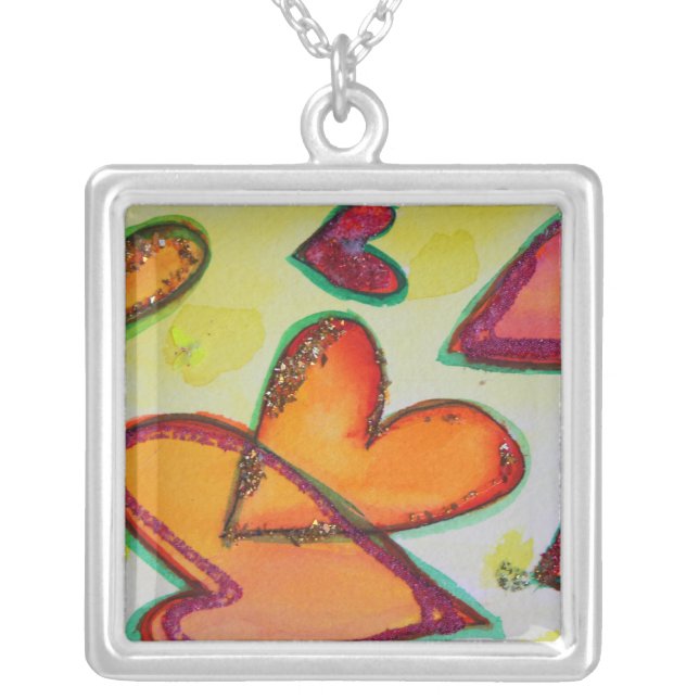 Laugh Hearts Flying Necklace Jewelry Pendant (Front)