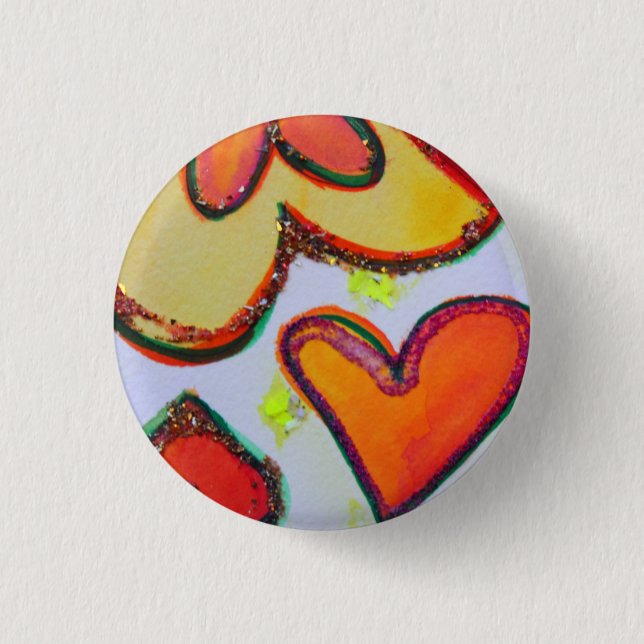 Laugh Hearts Garden Art Buttons or Lapel Pins (Front)
