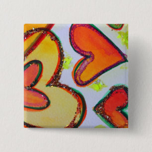 Laugh Hearts Garden Art Buttons or Lapel Pins