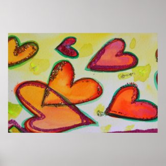 Laugh Hearts Painting Art Poster Print