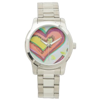 Laugh Hearts Two Hearts Colorful Art Custom Watch