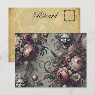 Laugh Lines – Gothic Floral  Holiday Postcard