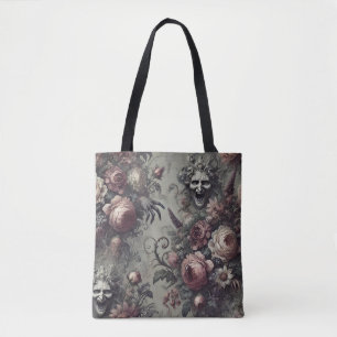 Laugh Lines – Gothic Grotesque Floral Baroque Tote Bag