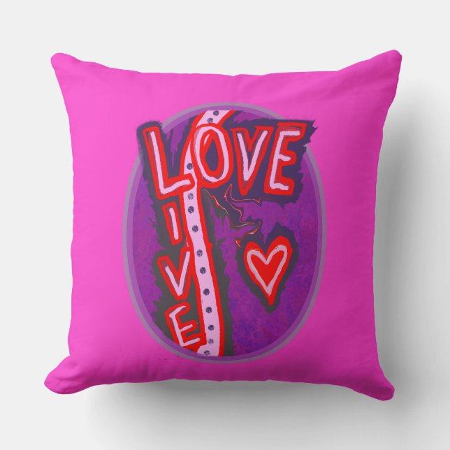 Laugh, Live Love topography Throw Pillow (Front)