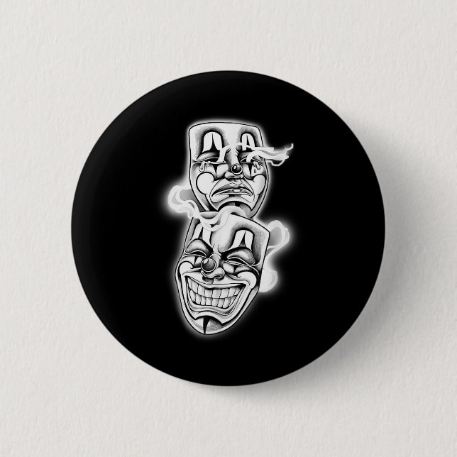 Laugh Now Cry Later Chicano Tattoo Flash  Button (Front)