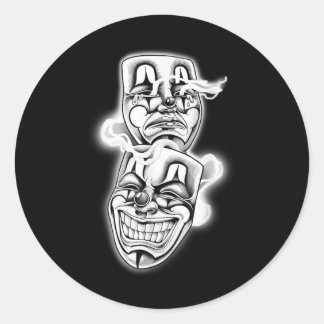 Laugh Now Cry Later Chicano Tattoo Flash Classic Round Sticker