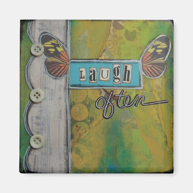 "Laugh Often" Art Magnet by Nancy Lefko (Front)