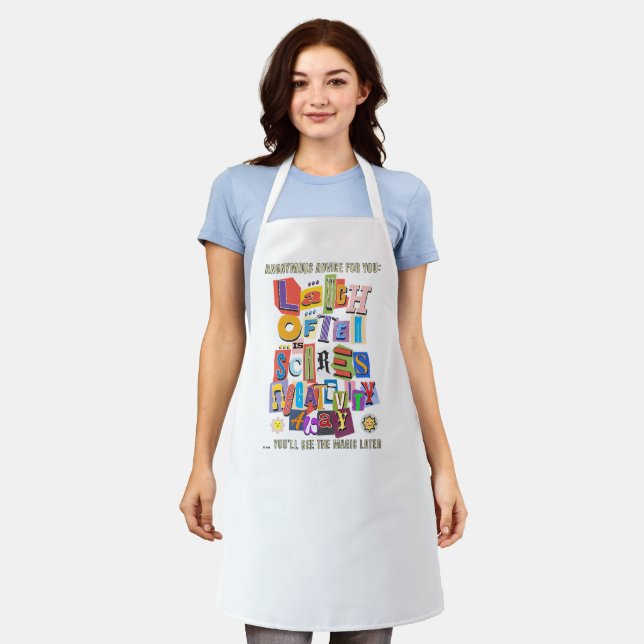 Laugh Often – Positive Typography Quote Design 1 Apron (Worn)