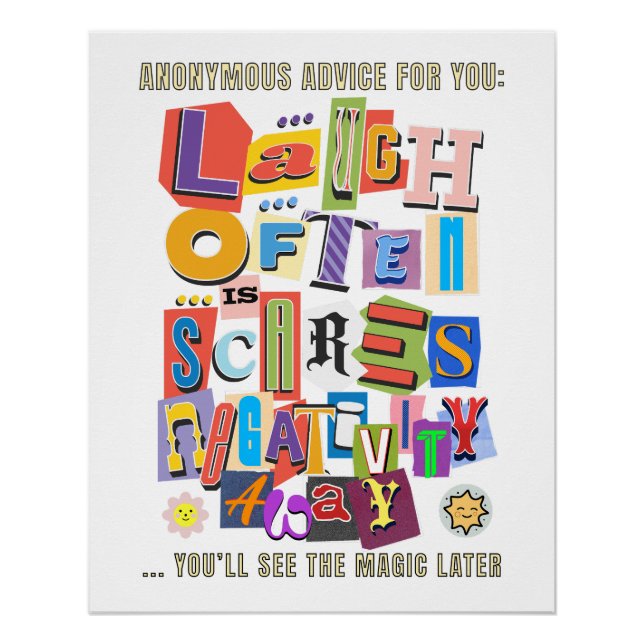 Laugh Often – Positive Typography Quote Design 1 Poster (Front)
