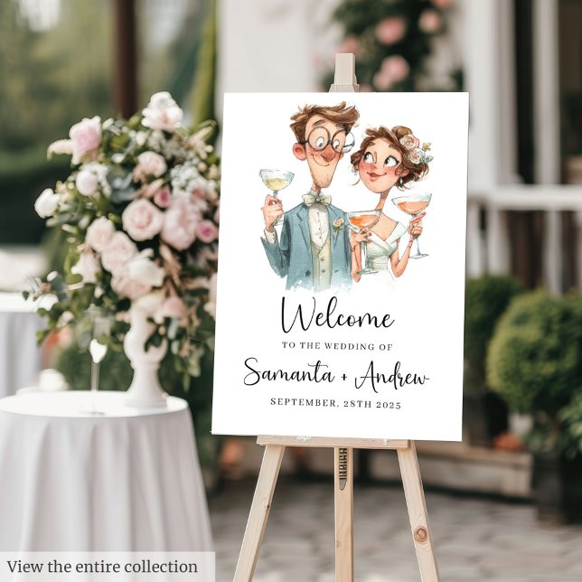 Laugh-Out-Loud Wedding Watercolor Quirky Coupe Foam Board (Laugh-Out-Loud Wedding Watercolor Quirky Coupe Foam Board)